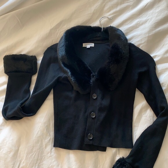 Superdown elaney faux fur trim cardigan XS - Picture 7 of 7